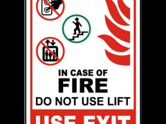 In Case of Fire Do Not Use Lift Sign